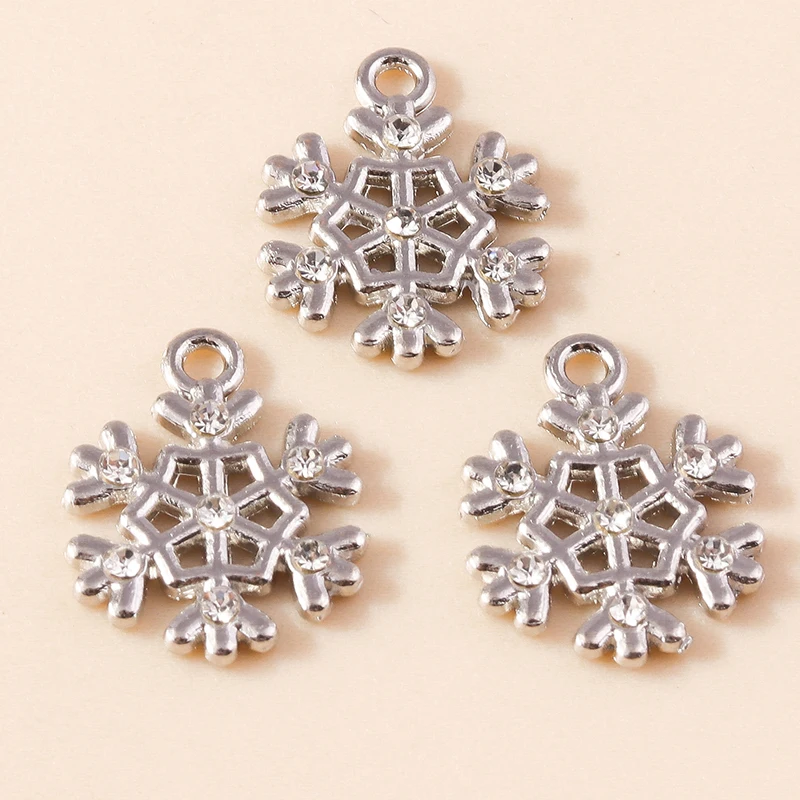 Leslie 10 Stück 17 x 20 mm brillante Kristall-CZ-Schneeflocken-Charms-Anhänger für Schmuckherstellung, Weihnachten, Ohrringe, Halskette, Zubehör – Detail 13