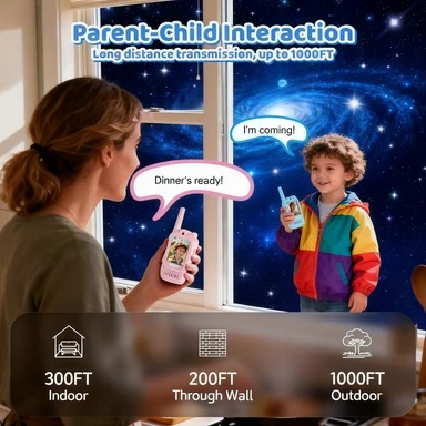2025 비디오 무전기 장난감, 화면이 있는 소년 소녀용 장거리 양방향 라디오, 4가지 음성 효과 포함, 크리스마스 생일 선물