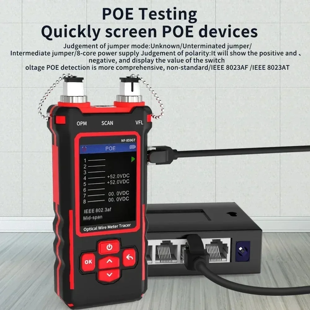 NF-859GT Leitungstester, Netzwerkkabellänge, Haltepunkttest, rotes Licht, Leistungsmesser, integrierte Maschine, multifunktionaler Leitungstester