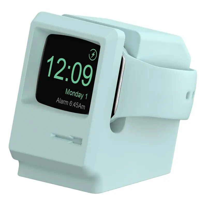 Silicone Stand Charging Dock Holder for Apple Watch Retro Computer Pattern Nightstand Smart Accessories