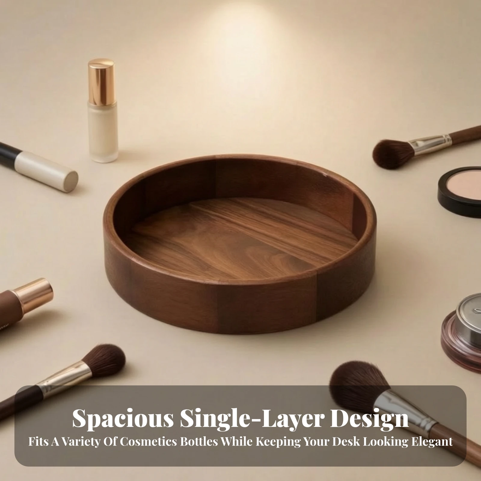 Rotating Cosmetic Tray Slim Cosmetic Desk Storage Tray Makeup Organizer with Turntable Multifunctional for Vanity