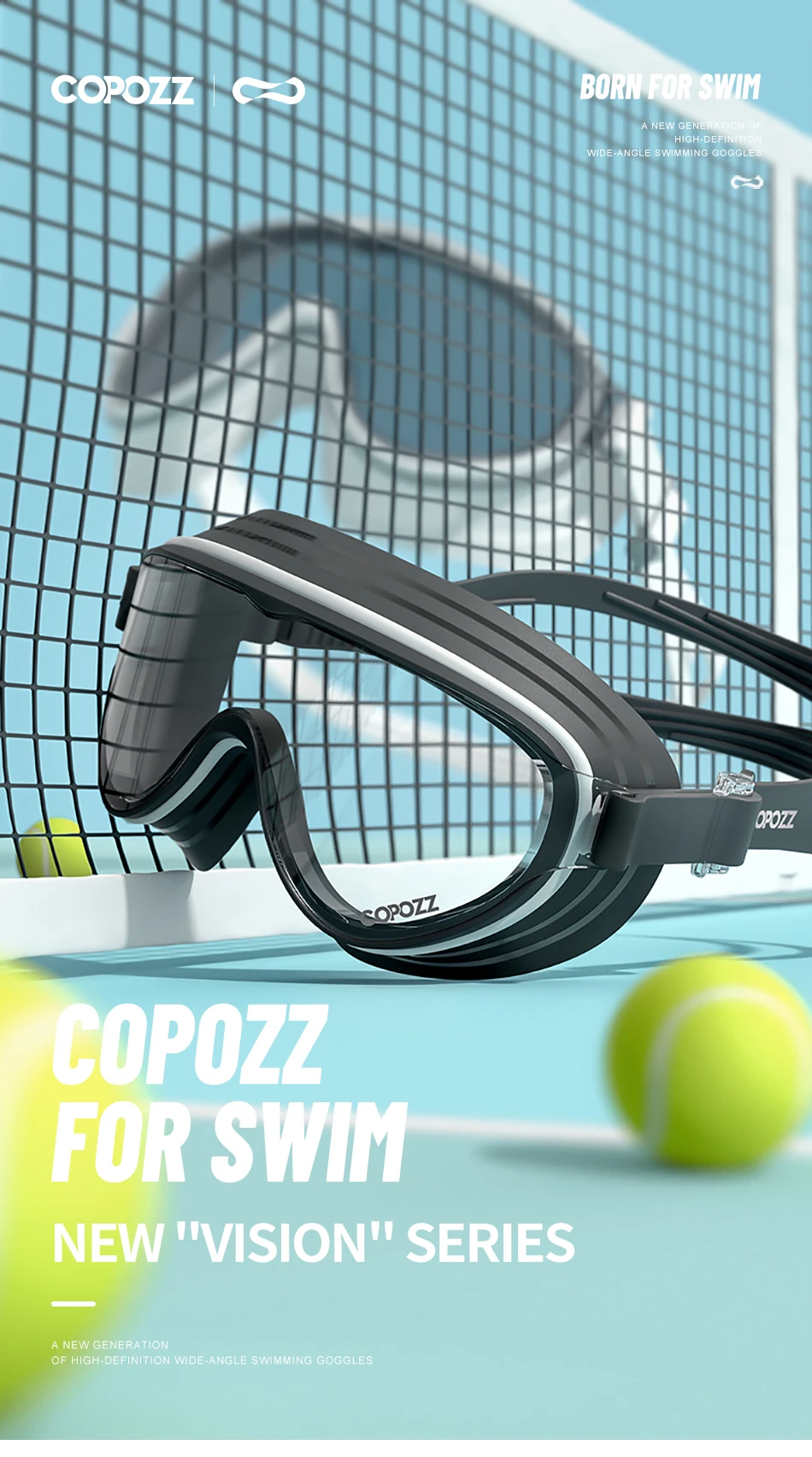 COPOZZ Neue Schwimmbrille für Erwachsene mit großem Rahmen, professionelle Beschichtung, langlebig, Anti-Beschlag-Komfortbrille, Schwimmbrille für Männer und Frauen – Detail 1
