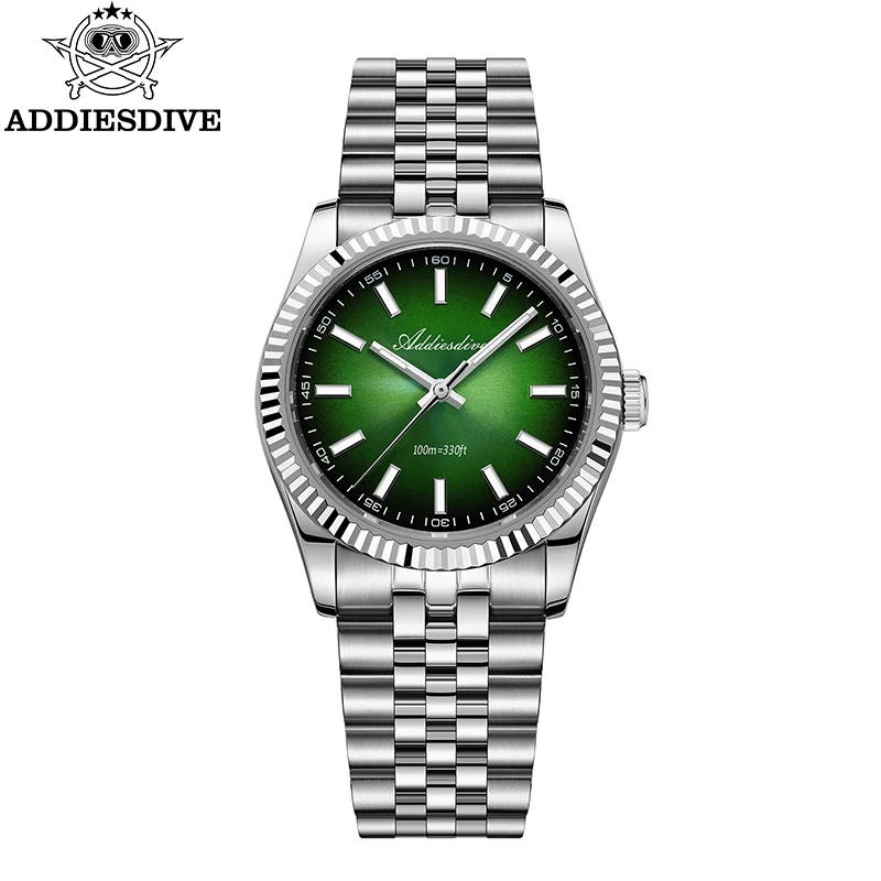 

ADDIESDIVE 36mm Men Watch Sapphire Crystal Jubilee Strap Relogio Masculino VH31 BGW9 Luminous 10Bar Waterproof Quartz Watch