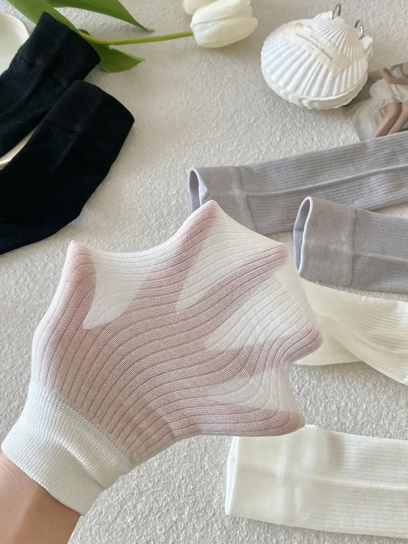 Damen-Seidensocken, hochwertig, neue Mode, Frühling und Sommer, kniehohe Socken für Mädchen, Schulstil, einfache, lässige lange Socken – Detail 10