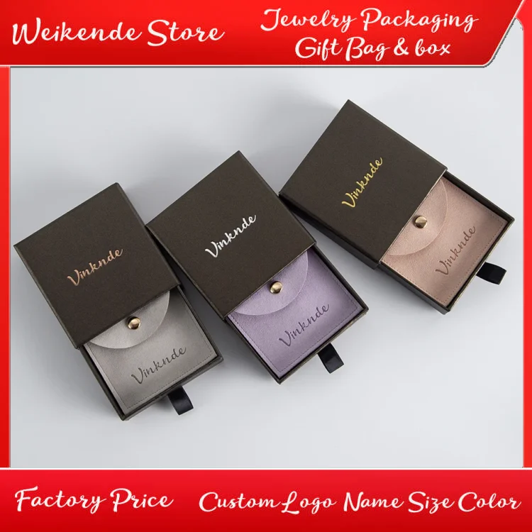 

Customize Multicolor Drawer Jewelry Box Ring Earrings Pendant Necklace Bracelet Jewelry Sliding Gift Boxes with Suede Pouch Bag