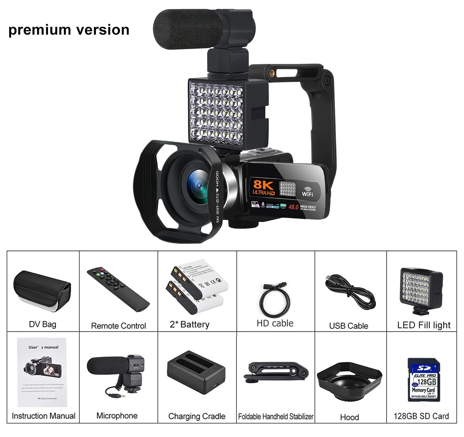 8K Kamera: BingQianQian YouTube Camcorder 8K Ultra HDR Kamera 48MP