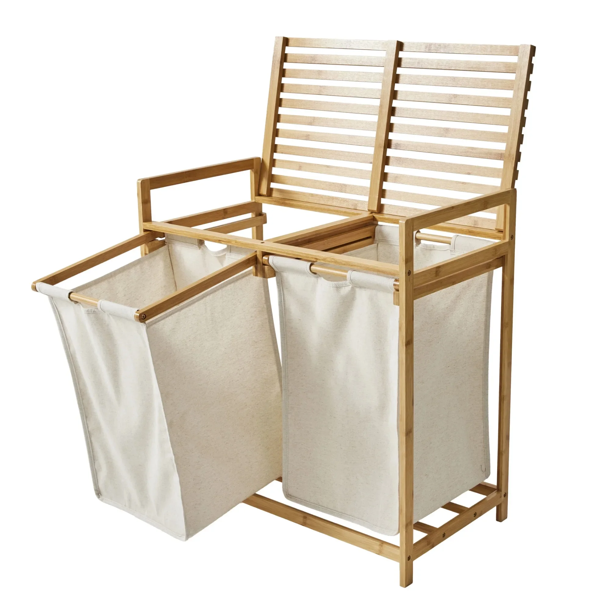 

DUAL COMPARTMENT BAMBOO LAUNDRY HAMPER