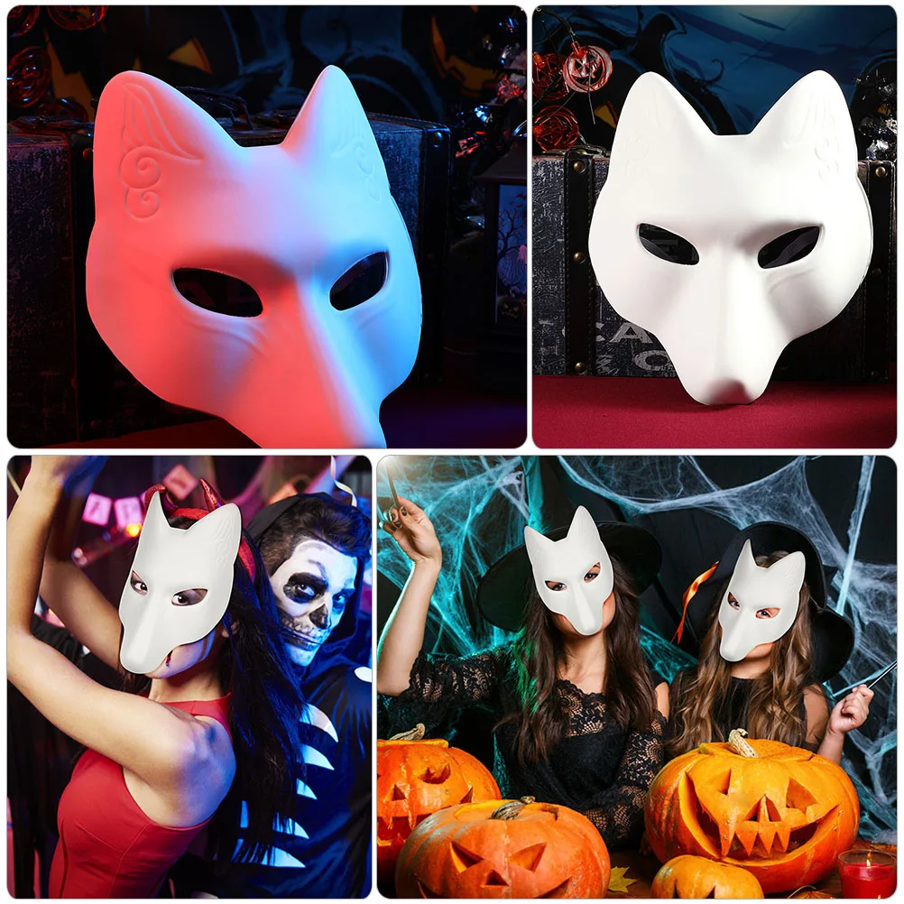 Máscara facial de raposa, faça você mesmo, máscaras em branco para crianças, festa de halloween, artesanato, máscaras de animais pintáveis, suprimentos de máscaras, fantasia