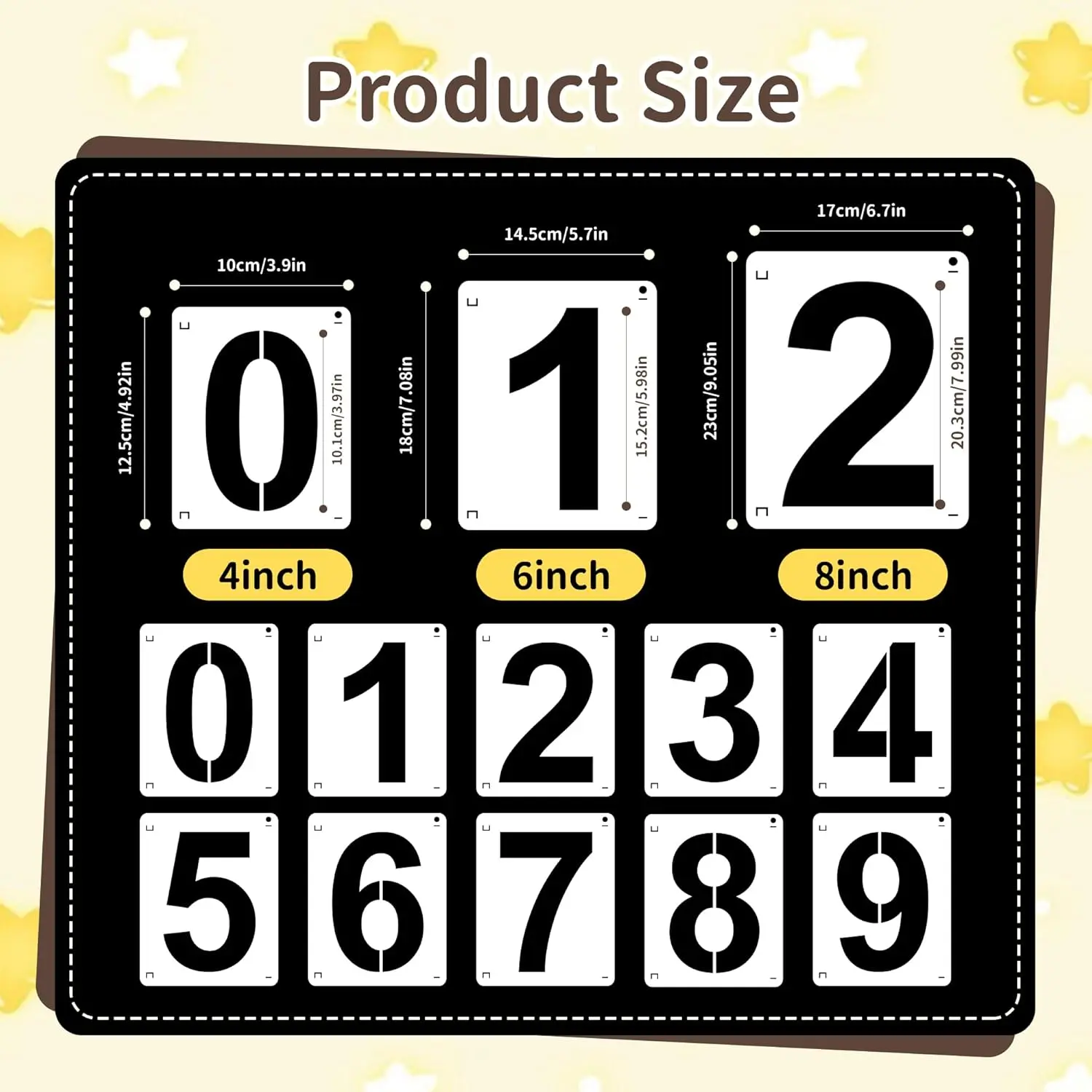4,6,8 Inch Number Stencils, 30Pcs Reusable Washable Plastic Number Stencils 0-9, Ideal for House Address Sign , DIY Crafts