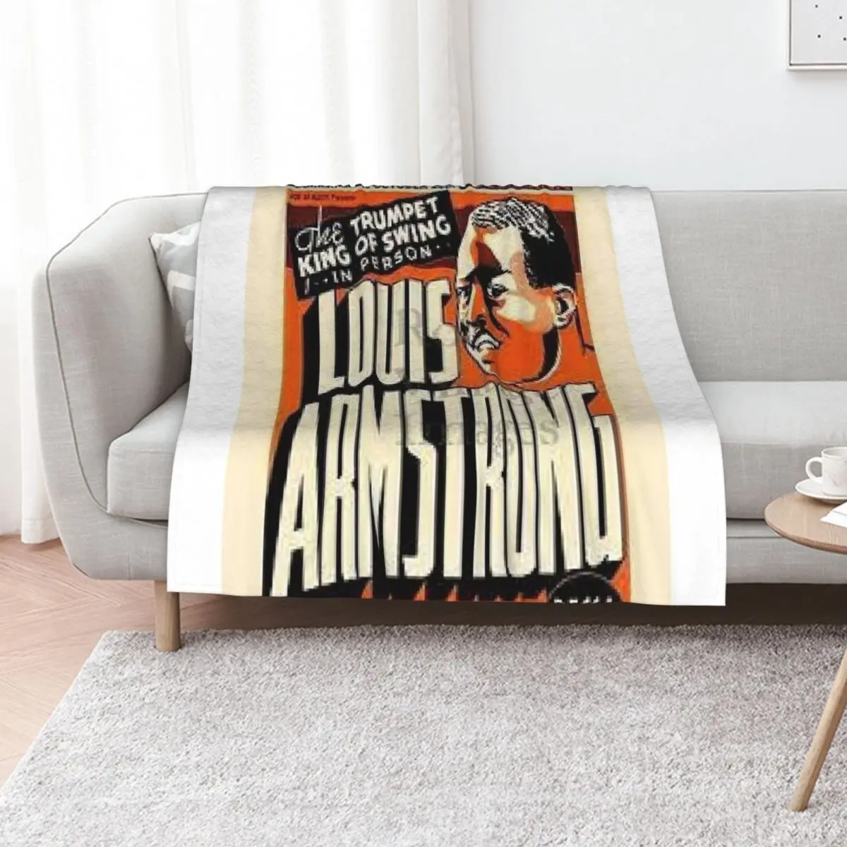 Louis Armstrong Retro poster Throw Blanket Flannels Luxury Designer manga blankets and throws Luxury St Beautifuls Blankets