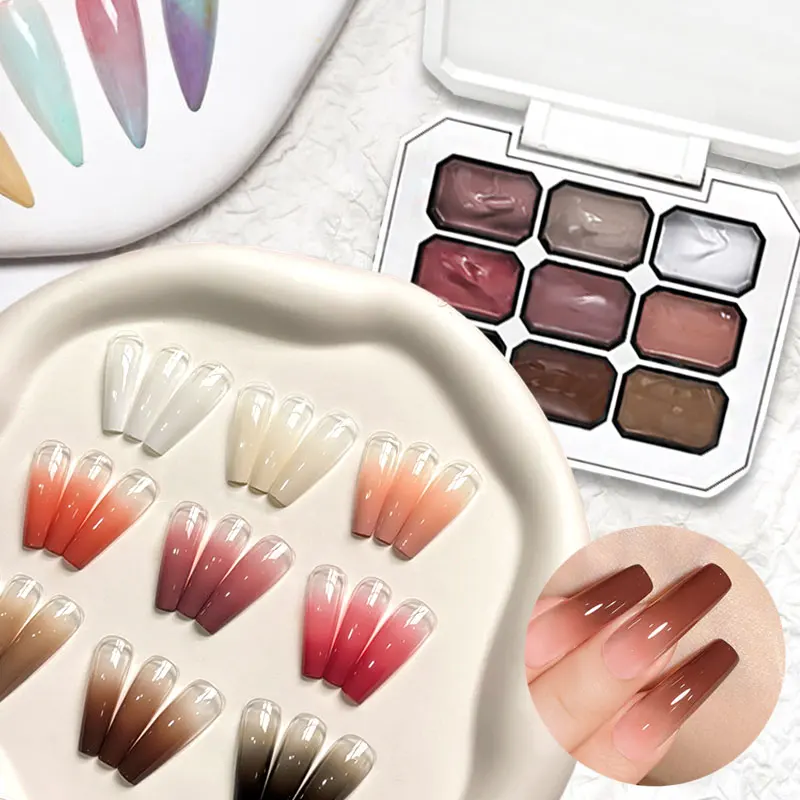 9 Colors/Grid Pat Painting Gel Nail Polish for Nail Gradient Blush Patting Semi-Solid Manicure Polish DIY Nail Art Creation