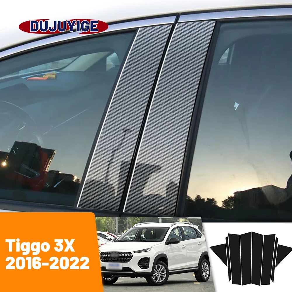 

For Chery Tiggo 3X 2016-2022 2017 2018 2019 2020 2021 Carbon Fiber Window Door Column Deal B C Pillar Post Cover Trim Sticker