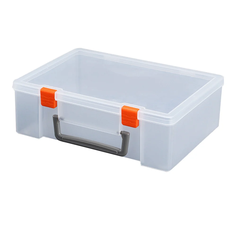 Caja de almacenamiento Rectangular de plástico duro portátil con tapa con bisagras transparente para rompecabezas, crayones, figuras, contenedores de almacenamiento de plástico