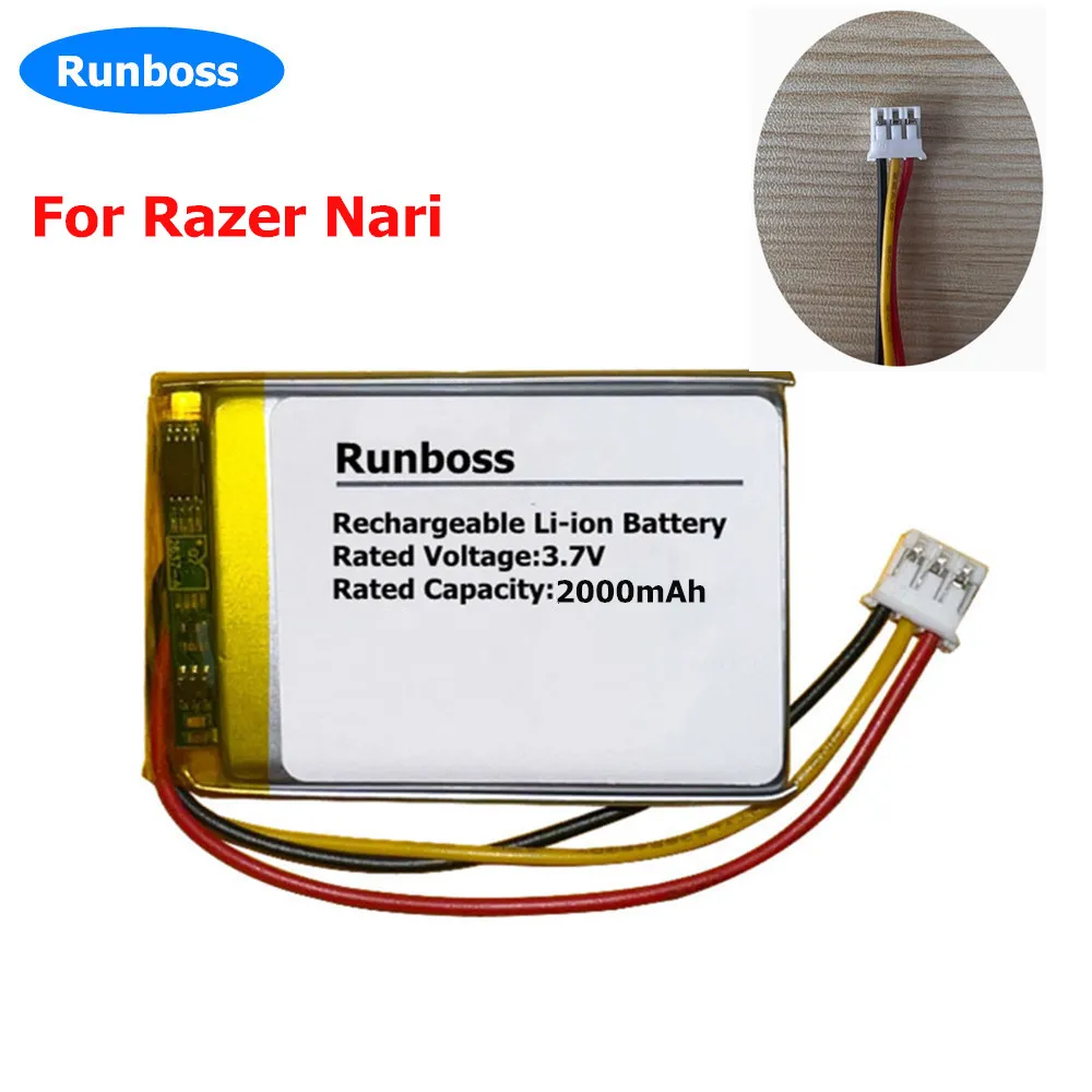 3.7V 1200mAH/2000mAh Replacement Headset Battery For Razer Nari Ultimate Nari Essential RC30-026901