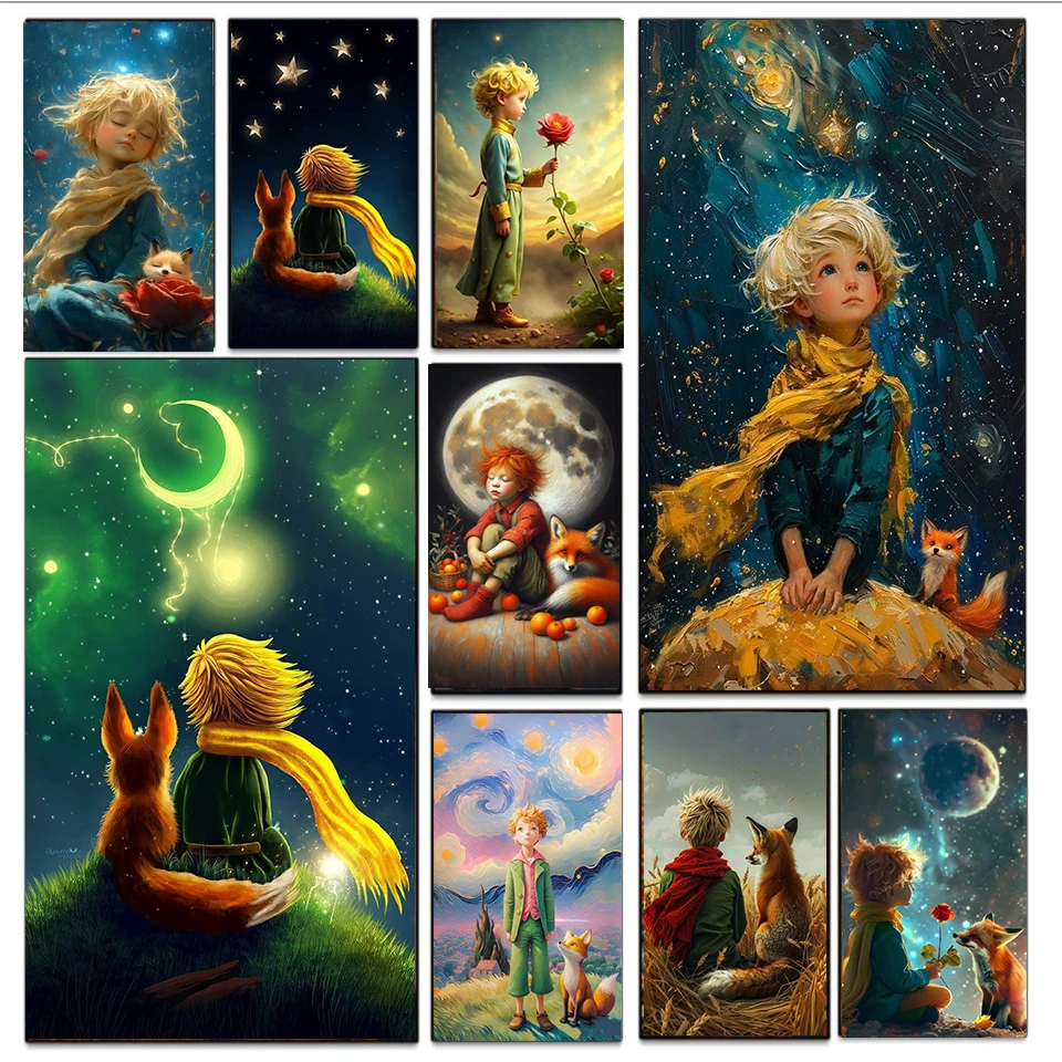 

DIY Алмазная картина Мозаика Искусство Набор для вышивки крестом 5D Мультфильм Маленький принц Мальчик и лиса Роза Алмазная вышивка Домашний декор