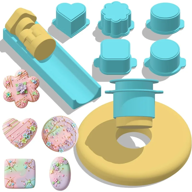 

5 PCS Cake Pop Mold Set with 7.87-inch Tray, Heart Square Cloud Oval 3D, Baking Molds for Home Baking