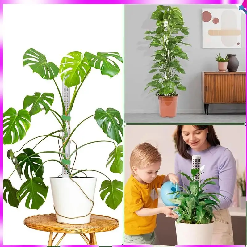 N96R 6Pcs Moss Pole For Plants Monstera, 15.6 Inch Plastic Stackable Moss Poles For Small Or Medium Climbing Plants Monstera Dur