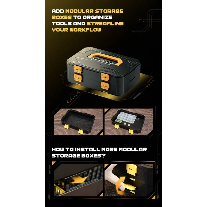 JHD JAKEMY Industrial Tool Set 257-Pieces, Magnetic Insulated Screwdriver Kit In Chrome Vanadium Steel- JM-8199