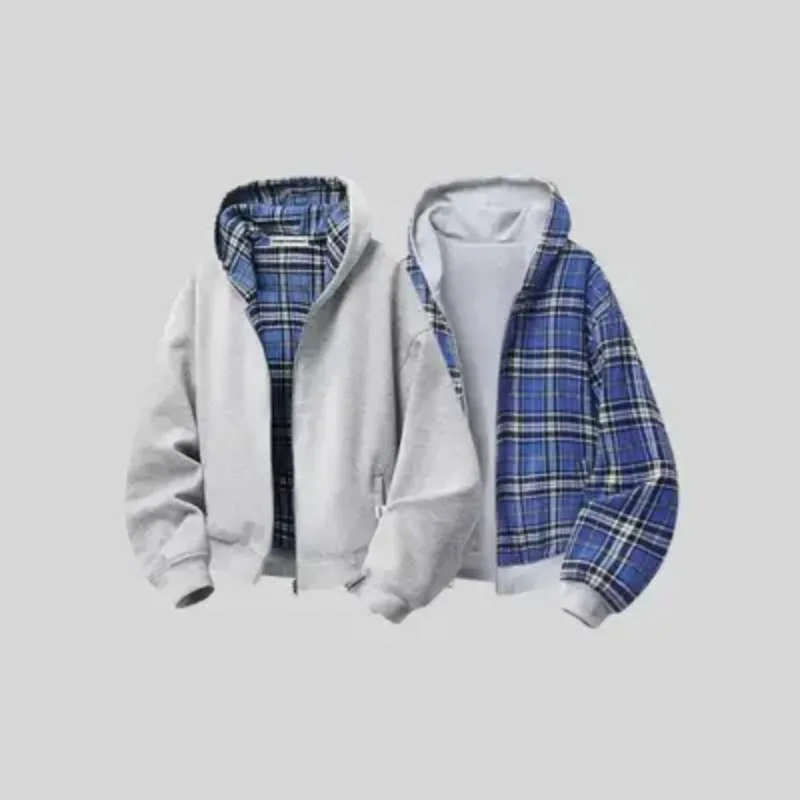 

Casual Retro High Street Plaid Zipper Hoodie Women American Y2k Harajuku Fashion Brand Clothing Casual Oversized Sweatshirt Men
