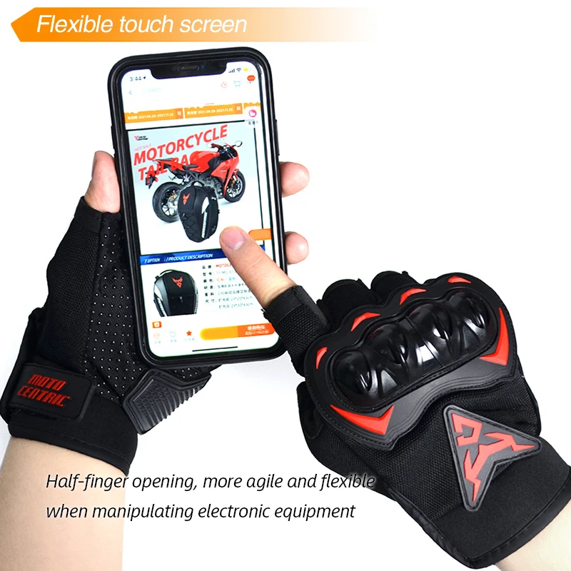 Summer Motorcycle Cycling Half Finger Gloves Touchscreen Motocross Gloves Comfortable Breathable Motorbike Gloves Wear-resistant