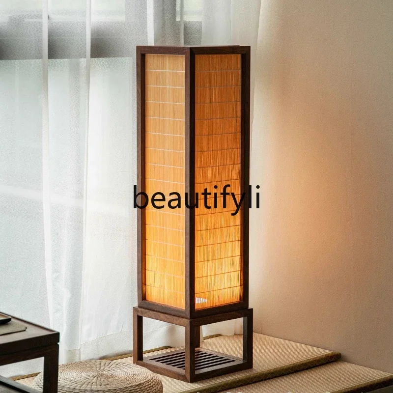 

Black walnut floor lamp living room study Chinese zen vertical decorative lamp ambient light