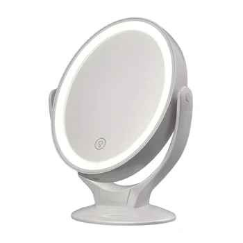 조명이 있는 메이크업 거울, 양면 확대경, USB 충전식, ° 회전 프리 스탠딩 LED 거울, 메이크업용, 1X, 7X 