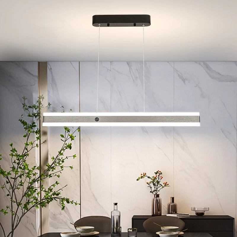 Simple Led Restaurant Pendant Lights Modern Hotel Dining Table Bar One-word Long Chandeliers Home Interior Decor Lighting Lamps