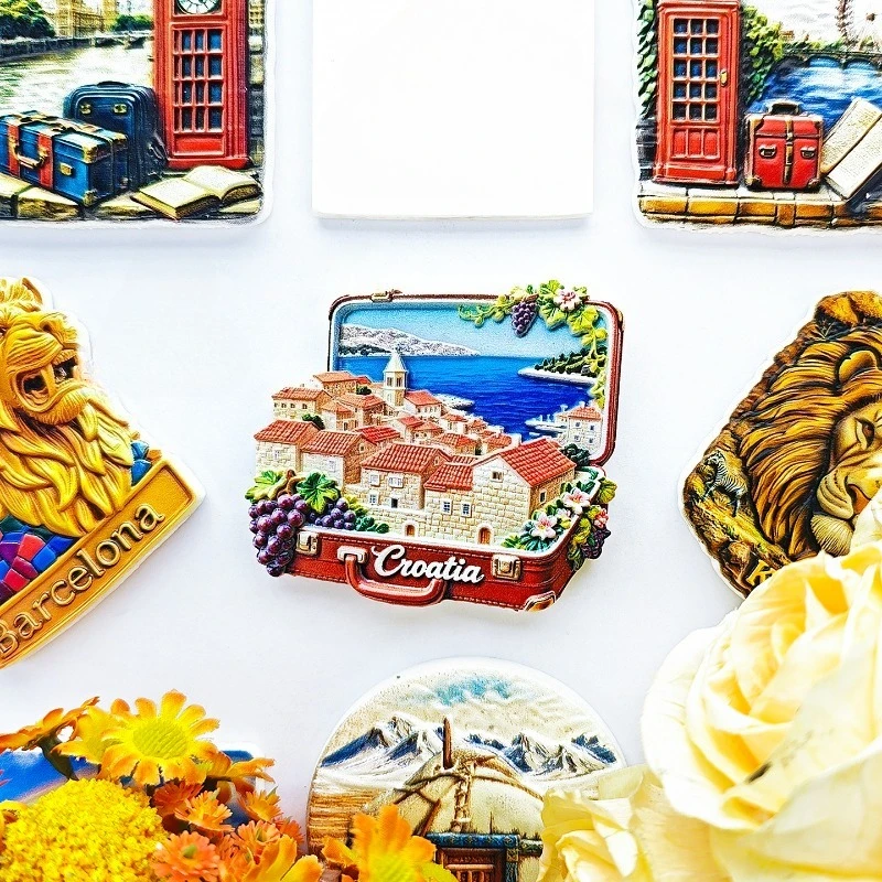Croatia Suitcase Fridge Magnet - Nostalgic 3D Adriatic Souvenir Unique Balkan Travel Gift for Home Decor & Wanderlust