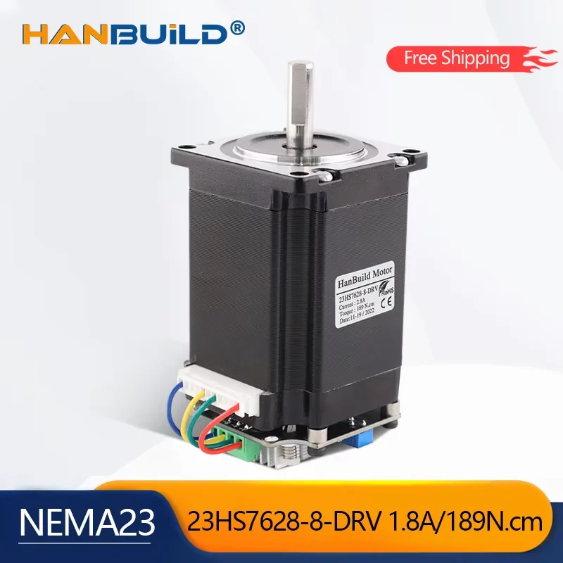 Stepper Motor NEMA23 2.8A 189N.cm 23HS7628-DRV With Drive Integration Suitable For CNC Worm Wheel Edging Machine