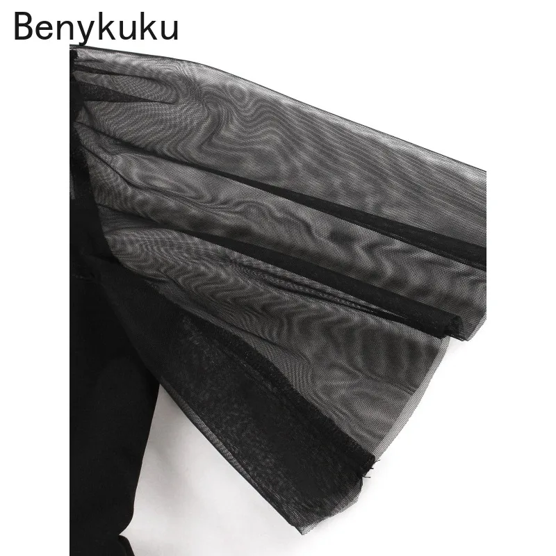 Robe de soirée gothique noire, boutons sur le devant, manches en maille, vêtements d'été pour femmes, col rabattu, ceinturé, robe de bal Vintage Y2k, 2025