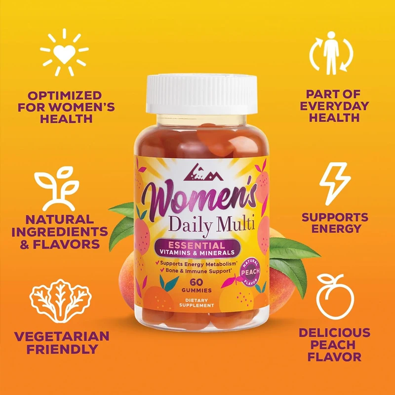 

Women's Complete Daily multivitamin gummies, immune health support, peach flavored -60 gummies