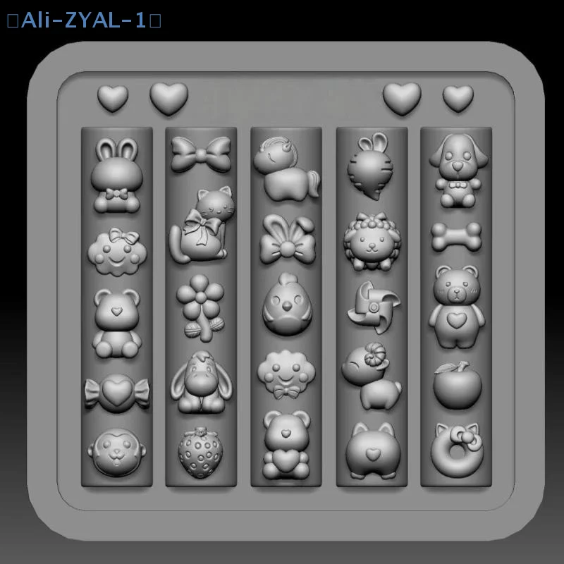 【ZYAL-1】Cartoon Cute Animals 3D Silicone Nail Mold DIY Fruit Design Transparent Mold Manicure Design Tools Nail Art Decoration
