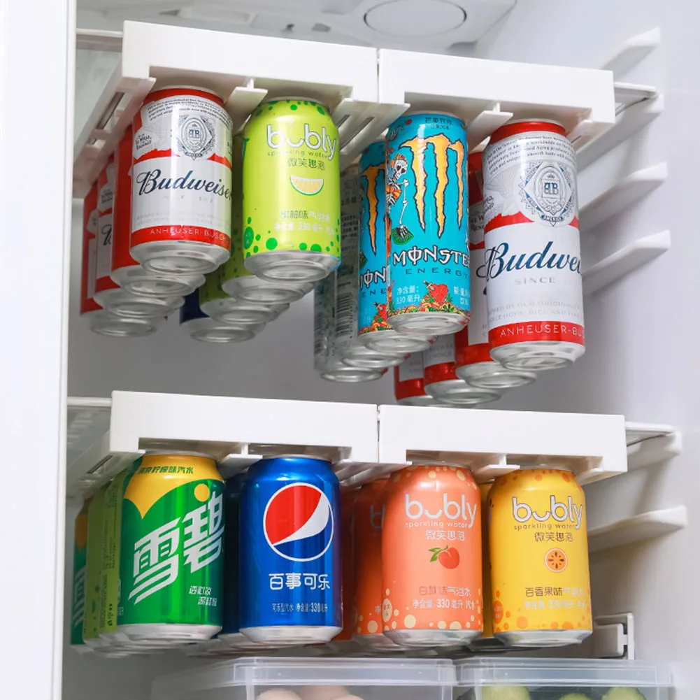 

Beer Soda Can Storage Rack Slide Under Shelf For Soda Can Beverage Double-row Container Fridge Refrigerator Organizer Kitchen