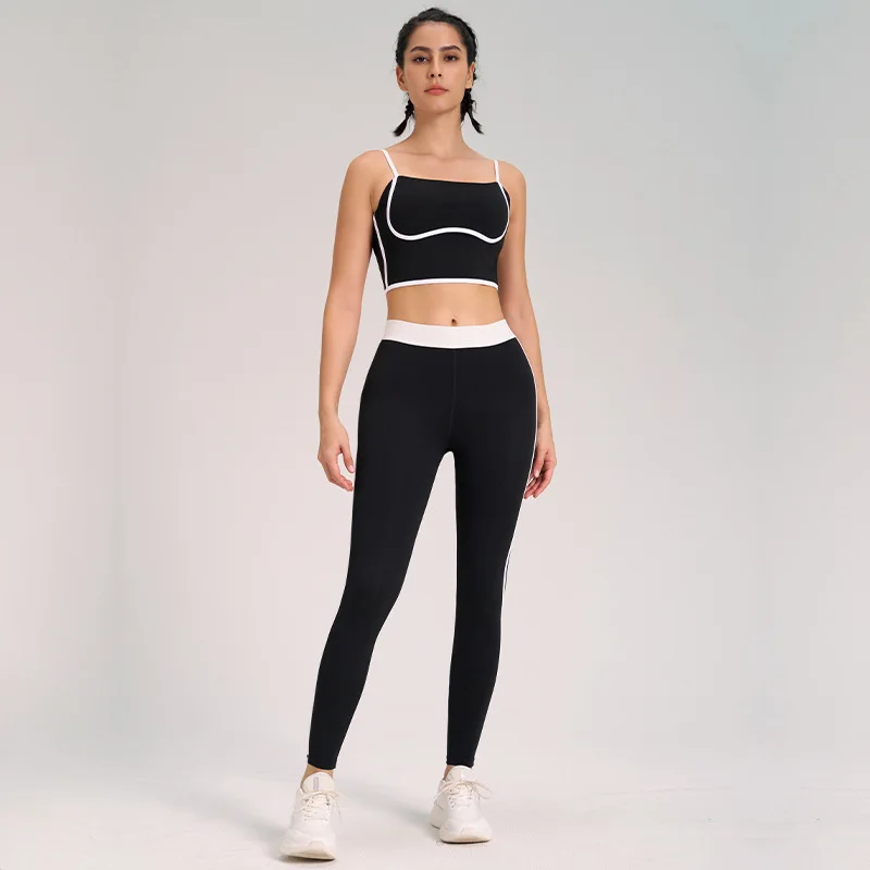 1/ 2 Piece Yoga Sets Nylon Sports Bra Leggings Gym Suit Workout Clothing Running Tights Pad Tube Tops Activewear