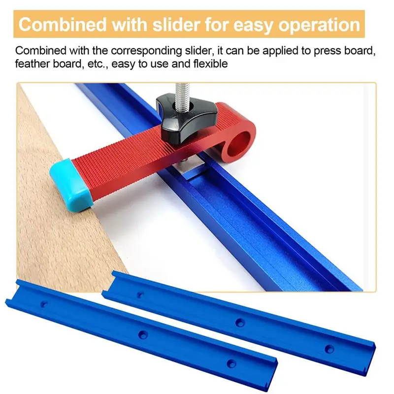 [B17B!】 2T-Guide Rail Clamp Rails Made Of Aluminium Alloy,400 Mm T-Slot Track Mitrerail Set,Groove Slidrail With M8/M6 Slider