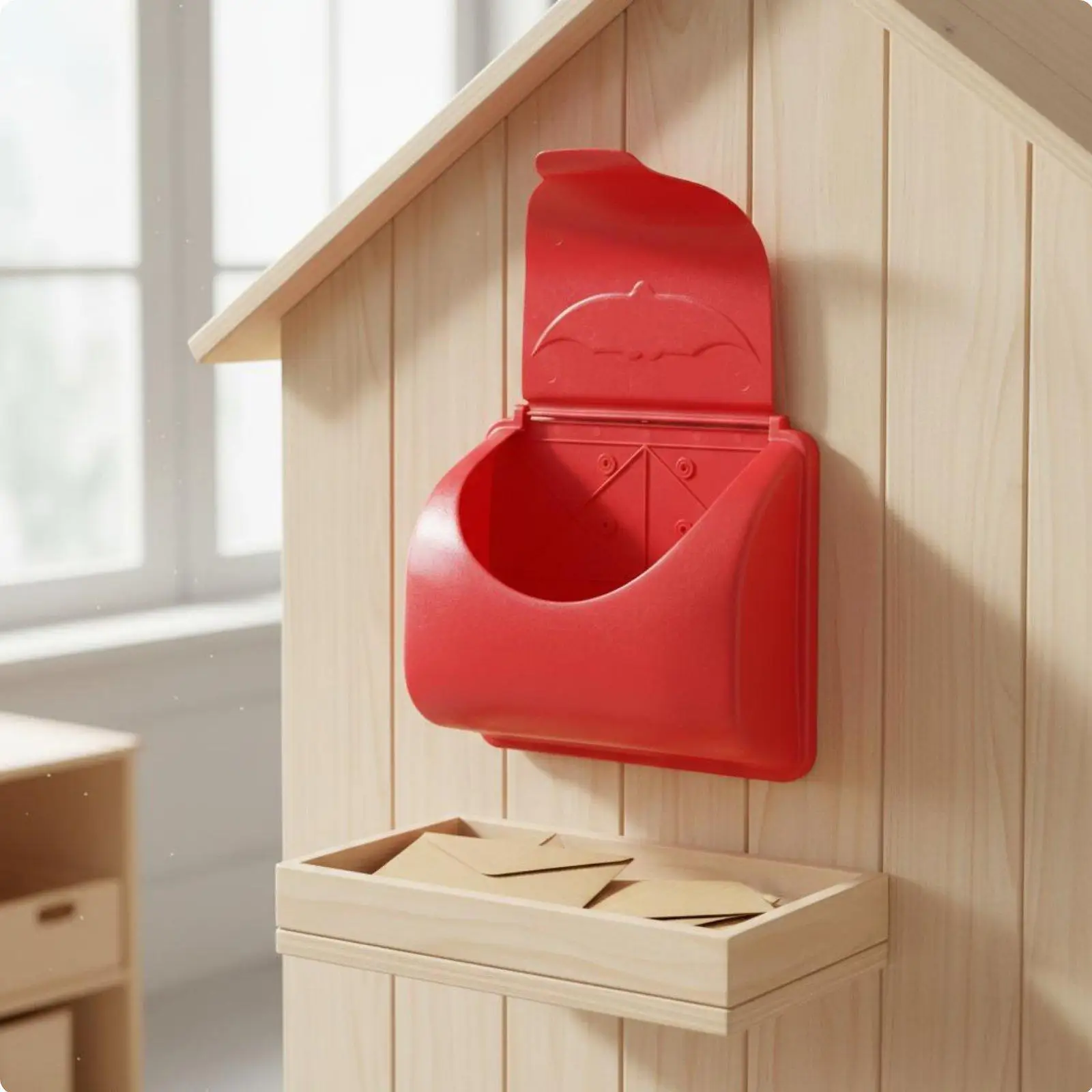 Children Mailbox Creative Educational Toy with Hinged Lid for Outdoor Playhouse Imaginative Activities