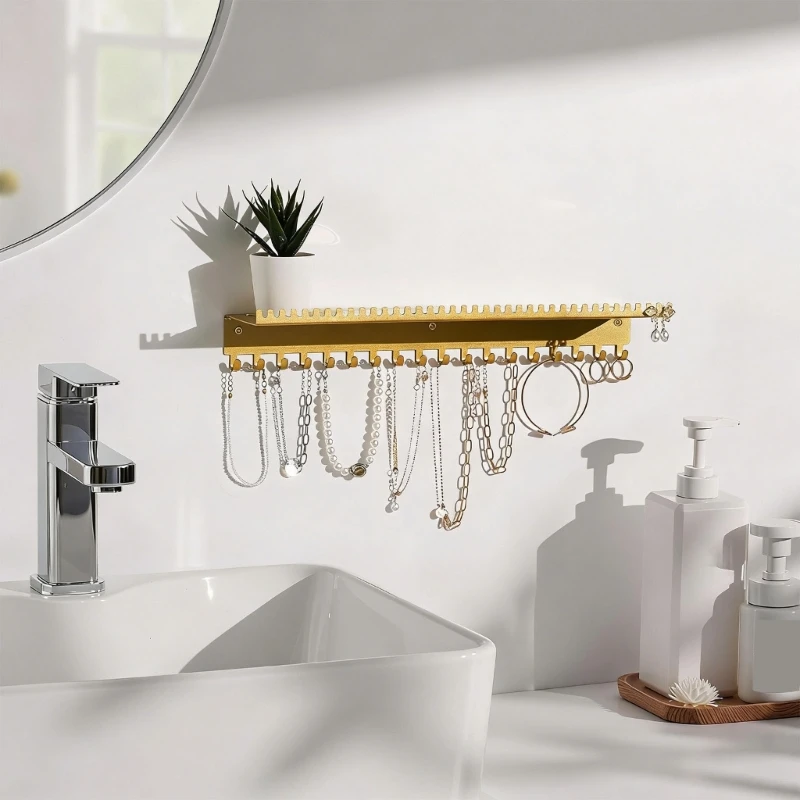  Practical Metal Jewelry Display Stand 56 Hooks and Tray for Rings Watches Chains