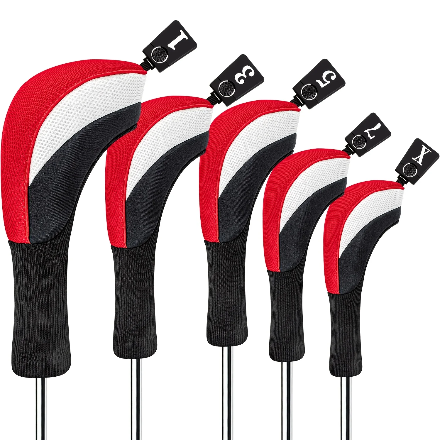 5pcs/Set Golf Club Head Covers Compatible for Most /Fairway/Hybrid Heads - Soft Lining Protection, Breathable Cover