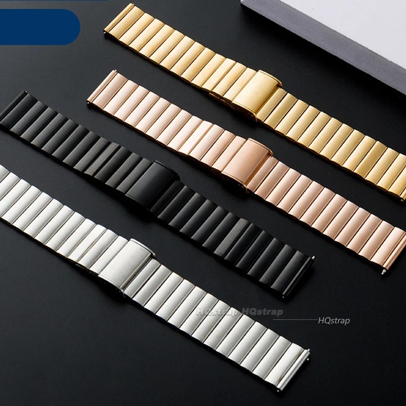 Metal Watch Band 20mm 22mm Quick Release Stainless Steel Universal Wristband Men Women Bracelet Bamboo Style Belt  Accessories