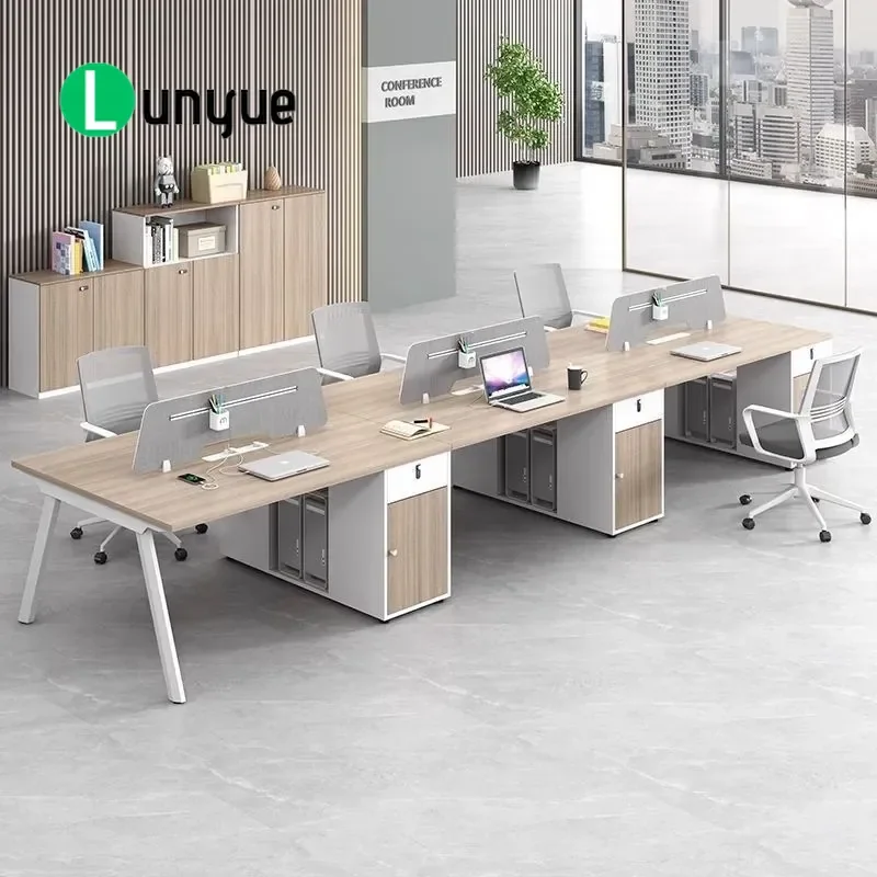 Modern Multi Person Staff Desk with Screen Office Desk and Chair Combination Simple Computer Workstation Employee Booth for