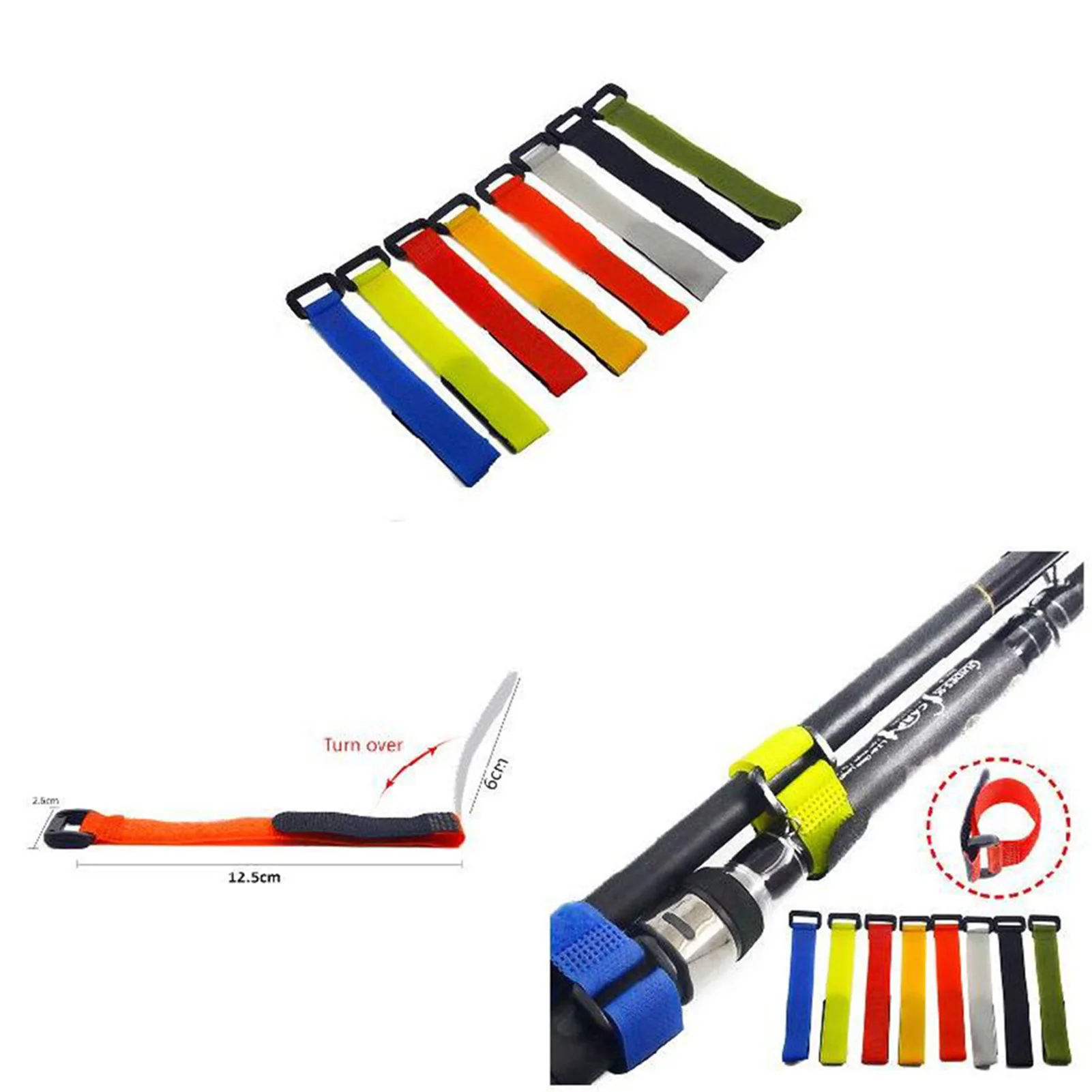 10 Pcs Fishing Rod Holder Tie Wear-Resistant & Waterproof Strap for Outdoor Camping Fishing