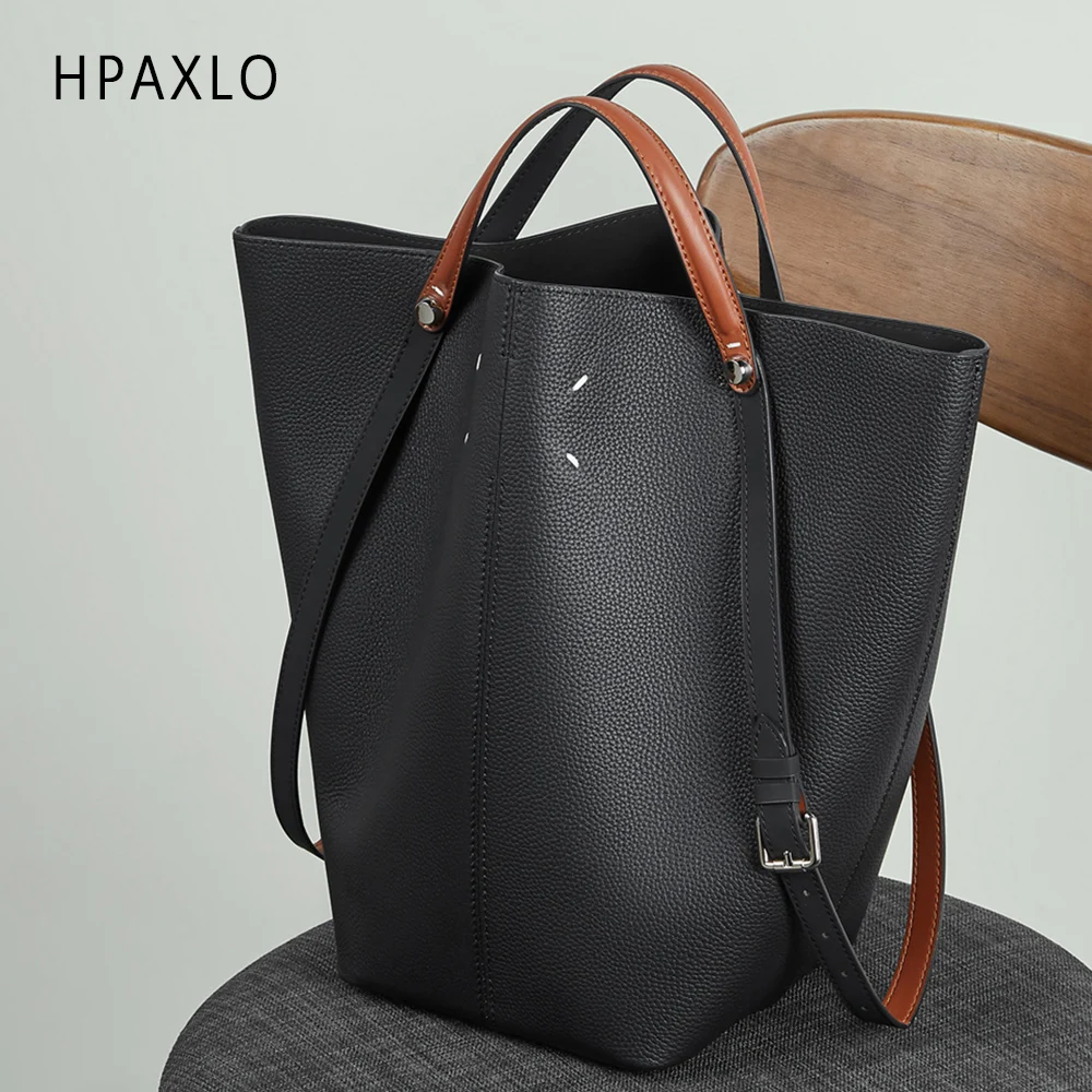 

Стильная кожаная сумка-тоут для женщин, большая вместительная сумка-ведро для работы на работу, новый дизайн, модная сумка sac de luxe femme