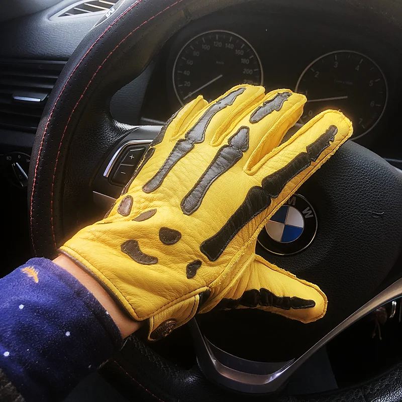 

Unisex All Seasons Touchscreen Windproof Deerskin Motorcycle Gloves Retro Design for Women Riding Comfort and Safety Gear