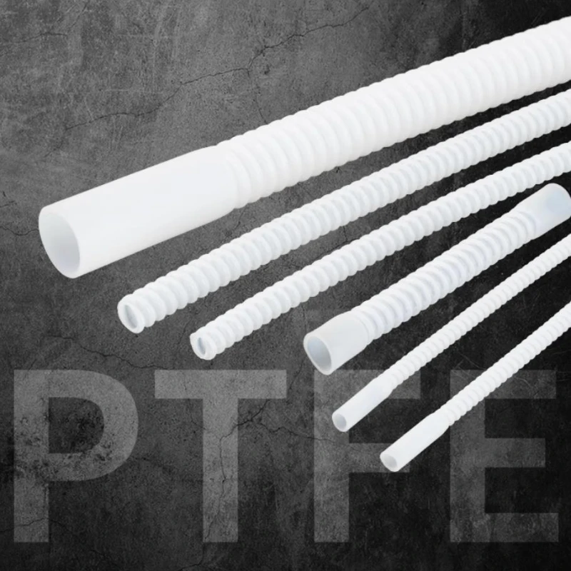 1 Meter White PTFE Corrugated Tube Corrosion-resistant Tubing High-Temperature PTFE Bellow
