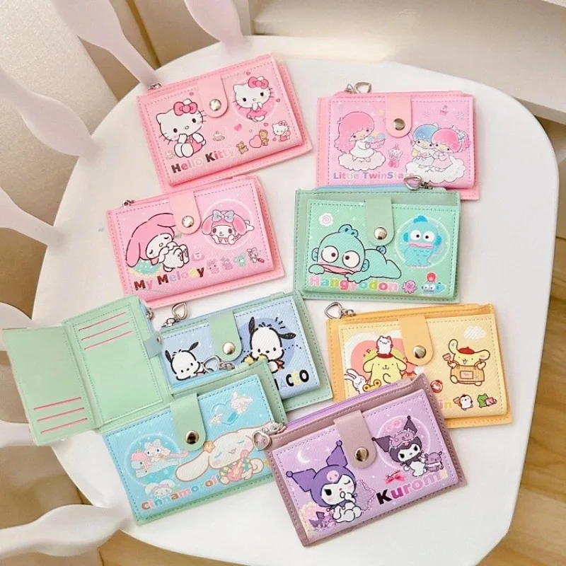 New Cartoon Anime Sanrio Hello Kitty Kuromi Multifunctional Card Holder Coin Purse Kawaii Cinnamoroll Student Wallet As A Gift