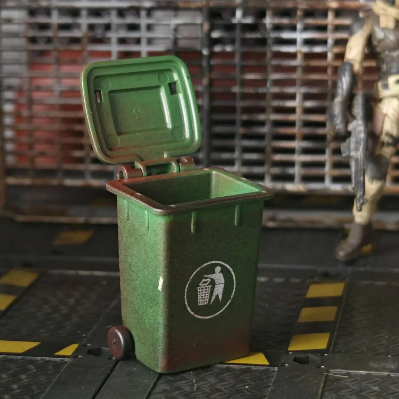 Diorama-modelo de cubo de basura, modelo de contenedor de saneamiento antiguo, juego de guerra, accesorios de escena de garaje, modelo