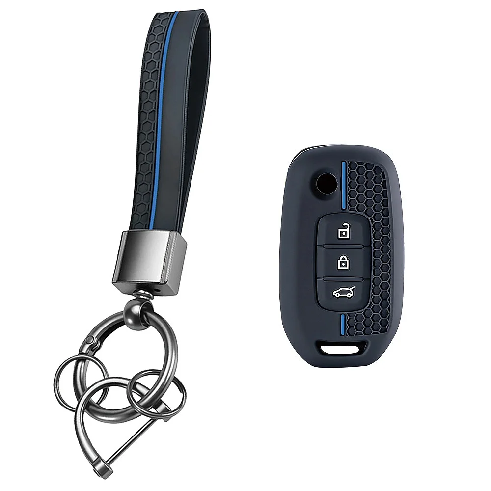Silicone Car Key Fob Cover Shell Remote Key Case For Renault Kwid Traffic Symbol Dacia Sandero Logan Duster 2016-2018 3 Button