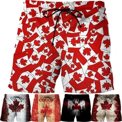 Summer Leisure Vacation Beach Shorts 3D Printing Canada National Flag Graphic Surf Board Shorts Mens Swimming Trunks Beachwear