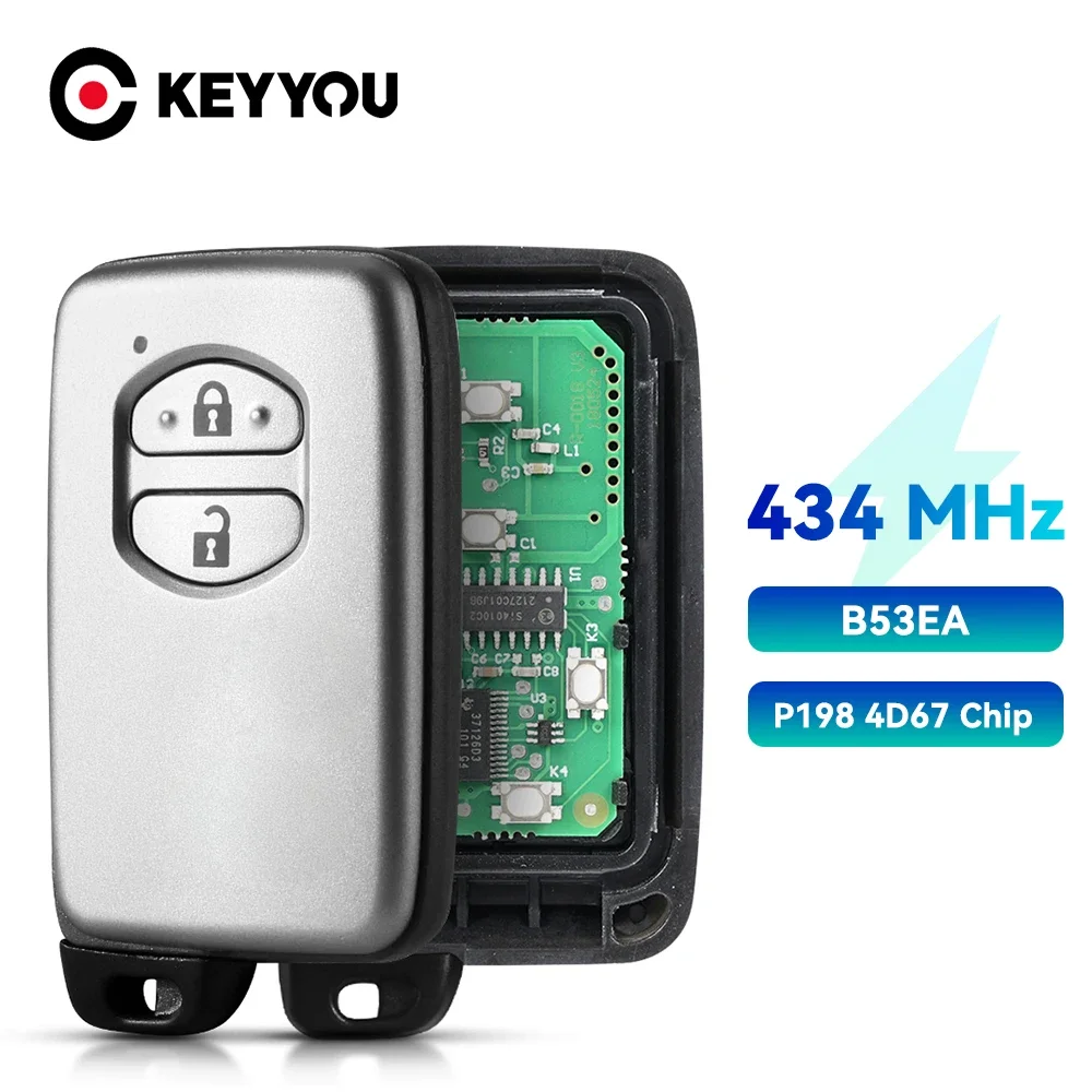 

KEYYOU For Toyota Land Cruiser 2007-2016 B53EA P/N: 89904-60782 Board A433 Keyless Go Remote Car Key ASK 433MHz P1 98 4D-67 Chip