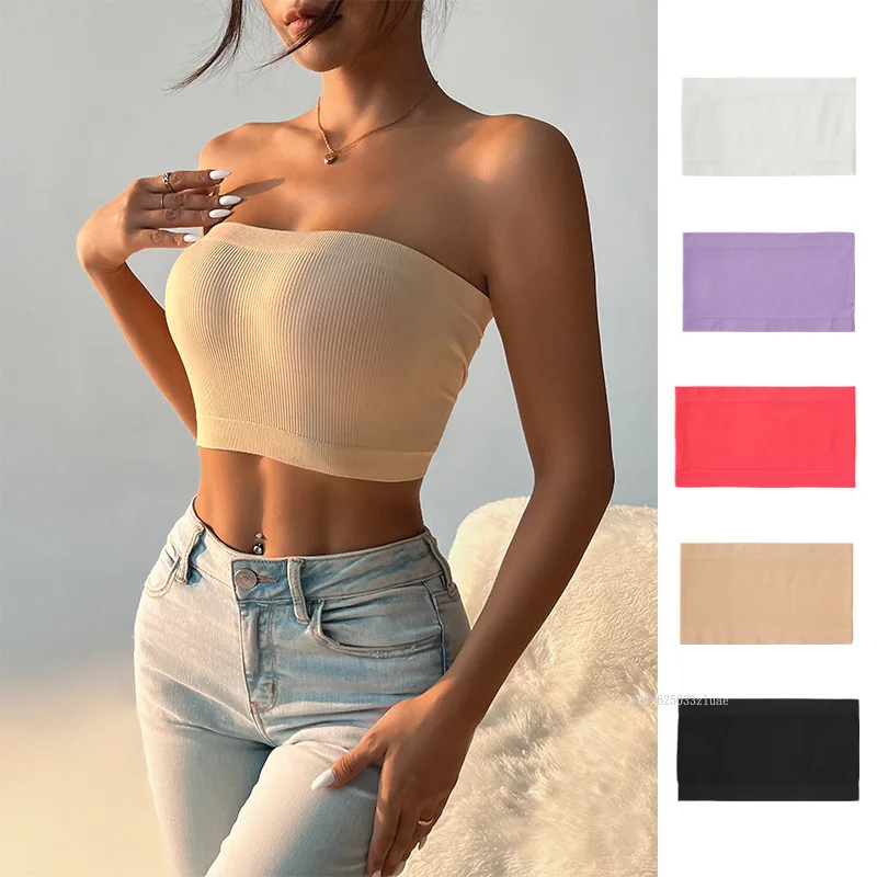 Sutiã esportivo de alta elasticidade, tops sem costura, sem alças, envoltório no peito, feminino, elástico, sem alças, envoltório no peito, sutiã macio, Нижнее Белье